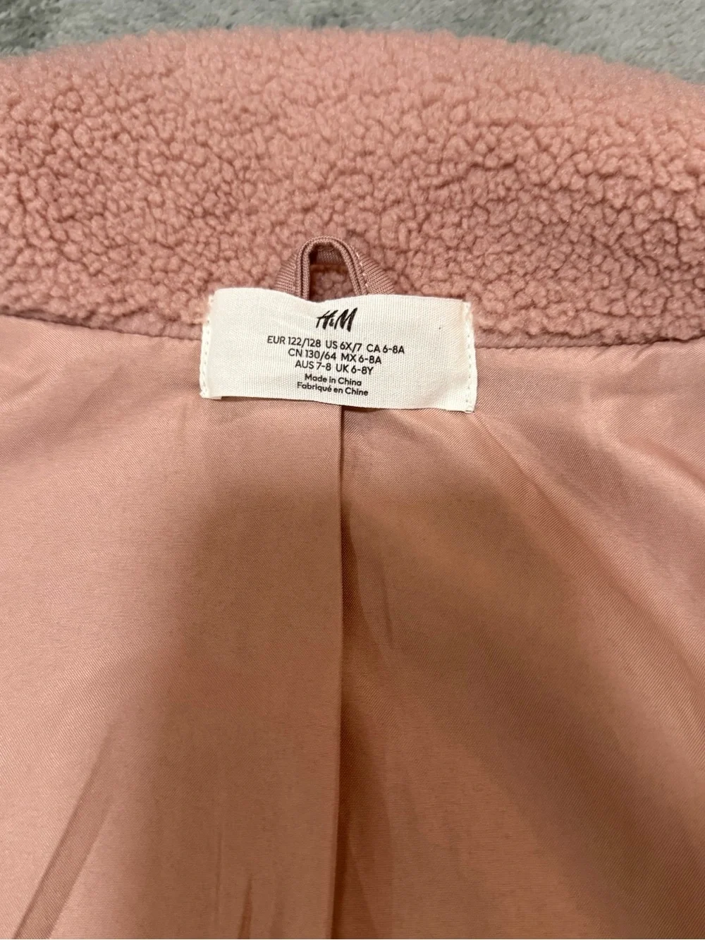 H&M Girl Dusty Pink Fleece Zip Jacket 6-8